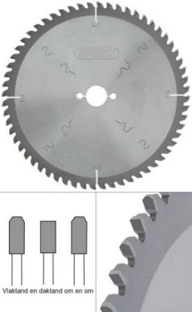 260mm aluminium TCT zaagblad 60 Tands - asgat 30mm