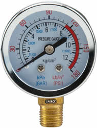 54mm Metalen compressor drukmeter onderaansluiting 1/4 12 Bar